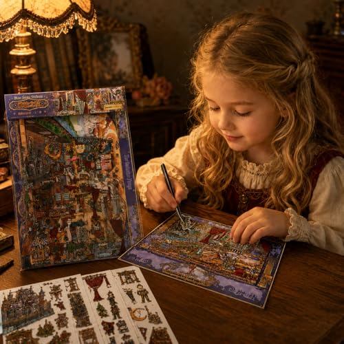 ZAYALI Large 3D Sticker Scene Book for Adults & Teens, DIY Isometric House Scenes, Large Build-Your-Own Room Sticker Set, Relaxing Sticker Therapy Art Kit - Oracle Realm - style: Oracle Realm