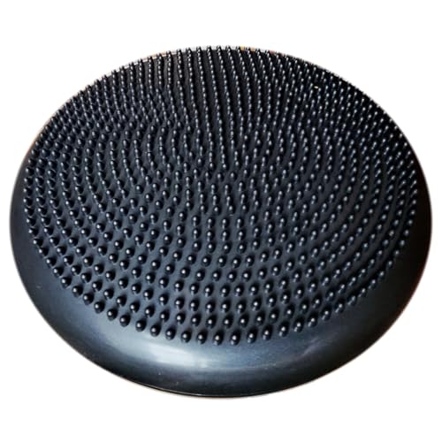AppleRound Inflated Wobble Cushion with Hand Pump, Air Stability Board (Extra Thick), Core Balance Disc for Adults, Sensory Wiggle Seat for Kids, Flexible Seating for All Age, 13.5in / 34cm Diameter - color: Black