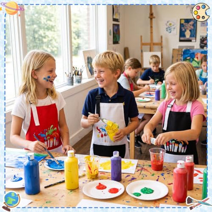 2/3 Pack Artist Aprons for Painting Crafting Cooking Gardening | Art Apron with Pockets Bib Aprons for Painting Crafting Cooking Baking Art Gardening - color: Black, White, Red