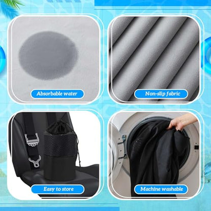 Hahafelt 2 Pack Car Seat Towel Cover with Storage Bag, Black,Gray | 63 x 32 in Car Towel Seat Cover Non Slip Waterproof, Gym Workout Swimming Running, Machine Washable Sweat Absorbent Protector - style: Black,Gray