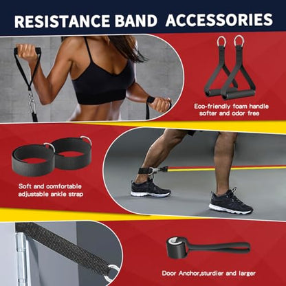 WHATAFIT Resistance Bands with Handles, 5-Level Exercise Bands for Workout - color: Multi