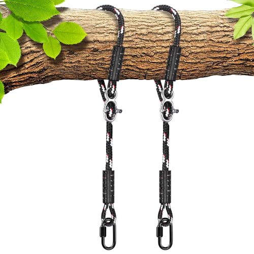 SELEWARE 3ft Tree Swing Rope, Adjustable Hammock Straps Hanging Kit | Quick Easy Installation, Fits Tree Branches, Black 2 Pack, Ideal for Indoor Outdoor Use, Camping, Hammock Chairs and Swings - color: Black-2 Pack, size: 3ft