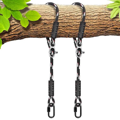 SELEWARE 3ft Tree Swing Rope, Adjustable Hammock Straps Hanging Kit - color: Black-2 Pack, size: 3ft