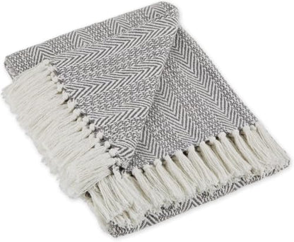 DII Herringbone Striped Collection Cotton Throw Blanket, 50x60 inches, Gray, (Pack of 12) - color: Gray, size: 50x60" (Pack of 12)