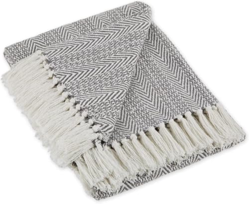 DII Herringbone Striped Collection Cotton Throw Blanket, 50x60 inches, Gray, (Pack of 12) - color: Gray, size: 50x60" (Pack of 12)