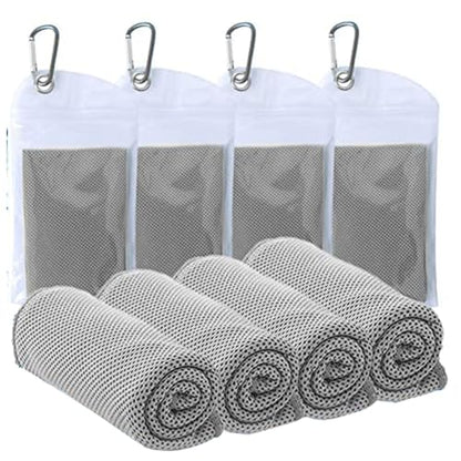 4 Pack Cooling Towels (40"x12") - Instant Cooling Reusable Microfiber Towels for Sports, Gym, Camping, Yoga, Fitness & More - color: 4 Packs Gray
