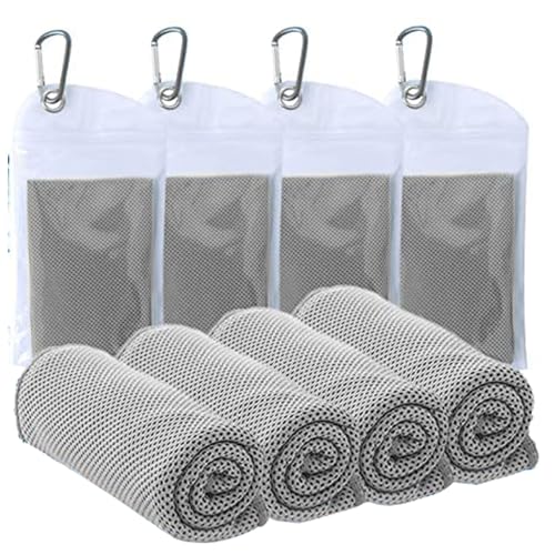 4 Pack Cooling Towels (40"x12") - Instant Cooling Reusable Microfiber Towels for Sports, Gym, Camping, Yoga, Fitness & More - color: 4 Packs Gray
