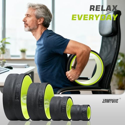 Back Roller Wheel - 4 Pack Yoga Foam Roller for Physical Therapy & Back Stretcher, Deep Tissue Massage for Pain Relief & Stretching | Green. - color: Green and Black