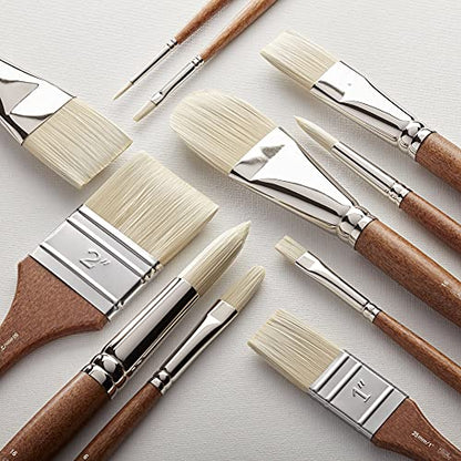 Winsor & Newton Artists' Oil Synthetic Brush, Filbert #2 | Synthetic Flagged Bristles, Excellent Color Carrying Capacity, Handmade in England, For Oil Paint - style: Filbert #2