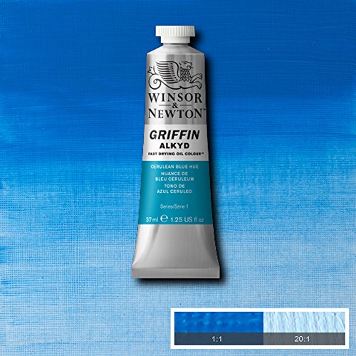 Winsor & Newton Griffin Alkyd Fast Drying Oil Paint, Cerulean Blue Hue | Fast-Drying Oil Paint, Ideal for Thick Impasto Techniques & Underpainting, Slightly More Fluid than Traditional Oils - color: Cerulean Blue Hue, style: 1.25-oz Tube
