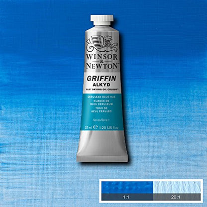 Winsor & Newton Griffin Alkyd Fast Drying Oil Paint, Cerulean Blue Hue | Fast-Drying Oil Paint, Ideal for Thick Impasto Techniques & Underpainting, Slightly More Fluid than Traditional Oils - color: Cerulean Blue Hue, style: 1.25-oz Tube