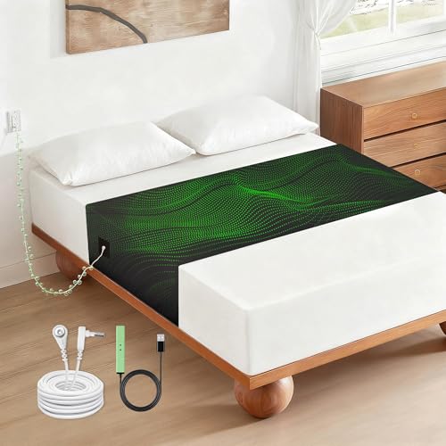 Grounding Sheets, Grounding Mat for Bed 90% Cotton+10% Pure Silver Fiber Grounded Earth Sheets Conductive Sheet for All Mattress Sizes Queen Cal King Full Twin, 106"x23.6" (Black) - color: Black