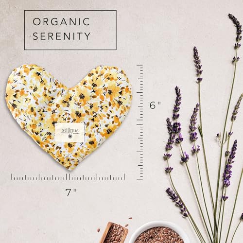 Stillnus Weighted Heart Eye Pillow & Eye Mask – Gift for Women, Sunny - style: Yellow Florals