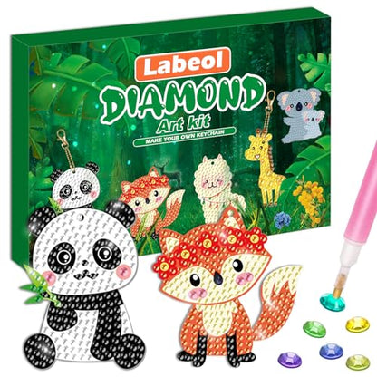 Labeol Arts and Crafts for Kids - Creat Your Own GEM Keychains-5D Diamond Painting by Numbers GEM Kits for Kids Girls Toddler Age 6-7 6-8 10-12 - style: Animal