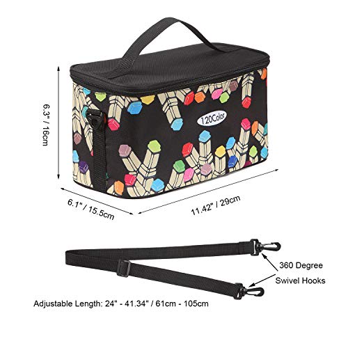 New Marker Pen Case Holder for 120 Markers Organizer Multifunctional Zipper Storage Carrying Bag with Pattern Black - color: Black