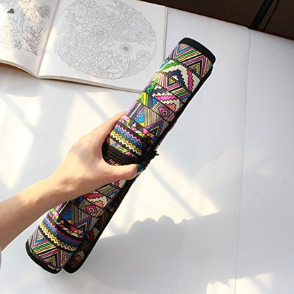 Funny live Paint Brush Holder Art Supplies, Artist Brush Holder & Storage Organizer Roll-Up Case Bag, Protect Acrylic Oil Watercolor Paintbrushes (Bohemian 20 Slot Pockets) - color: Bohemian 20 Slot Pockets