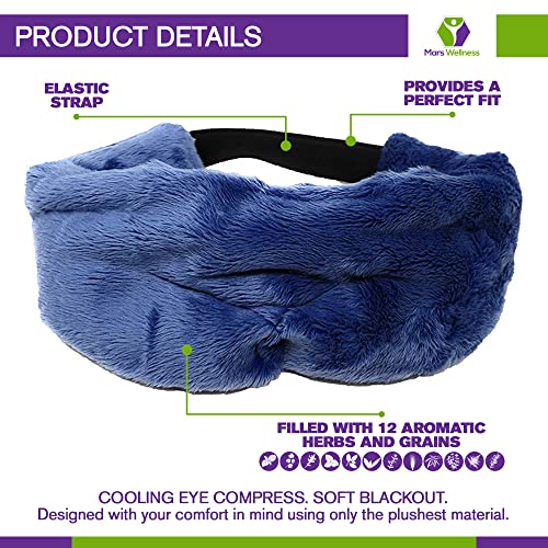 Cooling Eye Compress - Soft Blackout All Natural Aromatherapy for Tension Relaxation, Stress and Pain Relief - Wearable Tension Migraine & Headache Relief - Long Lasting Cooling Therapy - color: Blue