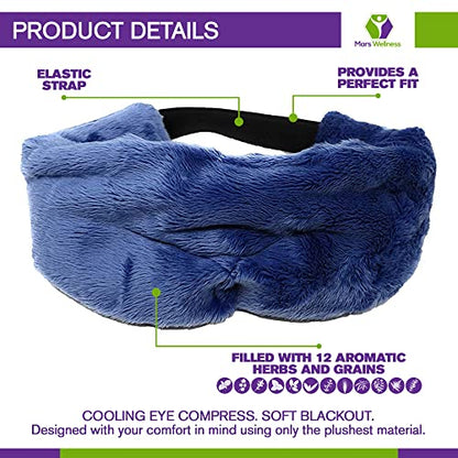 Cooling Eye Compress - Soft Blackout All Natural Aromatherapy for Tension Relaxation, Stress and Pain Relief - Wearable Tension Migraine & Headache Relief - Long Lasting Cooling Therapy - color: Blue
