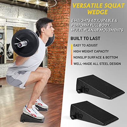 Squat Wedge Height Adjustable Slant Board for Heel Elevated Squats Calf Stretcher Block Enhance Mobility And Strength Performance - color: B: Black-Metal-5Heights