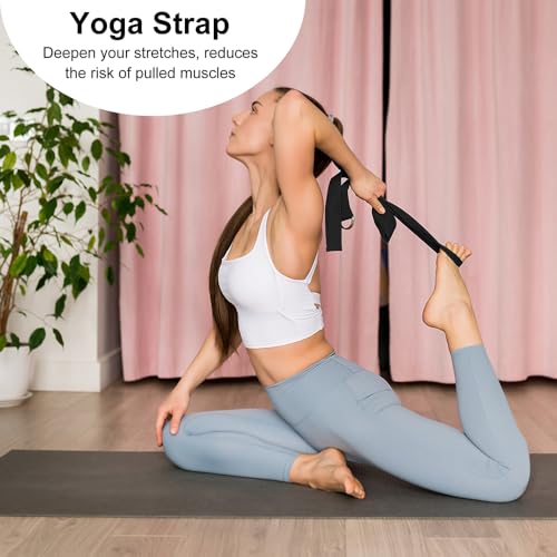 2 Yoga Block and 2 Yoga Strap Set,Non-slip EVA Foam Blocks, High Density Yoga Bricks with 6ft Strap, Supportive Latex-Free Yoga Block Accessories for Pilates - color: Black