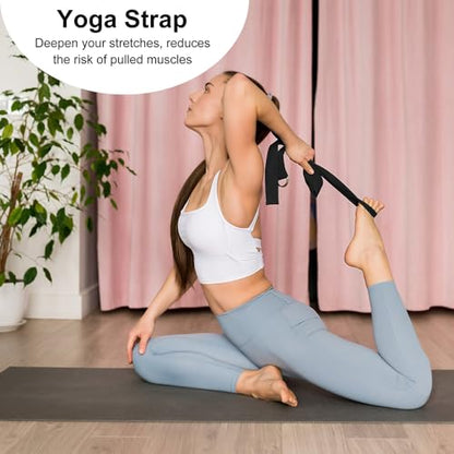 2 Yoga Block and 2 Yoga Strap Set,Non-slip EVA Foam Blocks, High Density Yoga Bricks with 6ft Strap, Supportive Latex-Free Yoga Block Accessories for Pilates - color: Black
