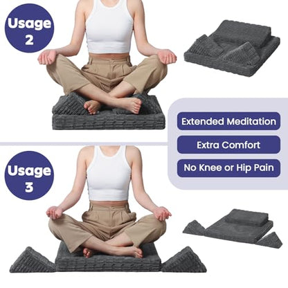 Meditation Cushion, Meditation Mat with Knee Support, Grey - color: Classic Grey, size: 24X24X2 Inch