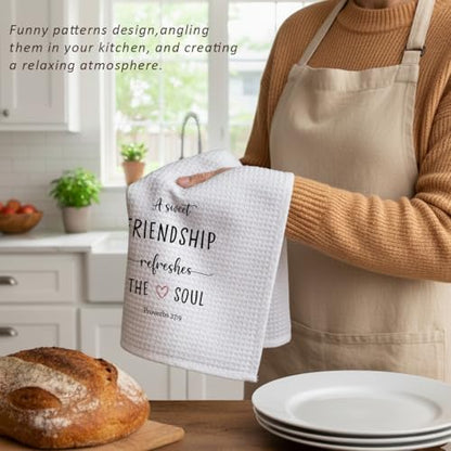 1 PCS Funny A Sweet Friendship Refreshes The Soul Hand Towels,Christian Kitchen Towels,Gift for Friend Woman, Hostess Gifts - color: Color_01