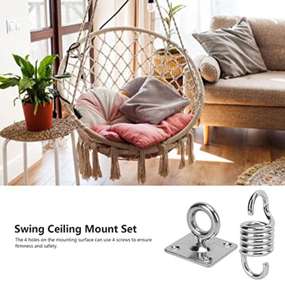 Hammock Chair Hanging Kit, Stainless Steel Ceiling Mount Set, 551LB Load Capacity Swing Hanging Chair for Yoga Sandbag Swing, Hanging Kit with Rotating Door Buckle