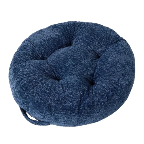 Floor Cushion Pillow, Portable Large - color: Round, Dark Blue