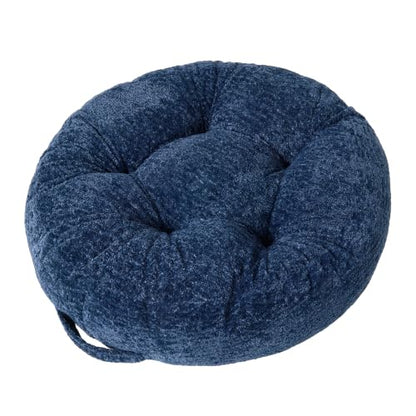 Floor Cushion Pillow, Portable Large - color: Round, Dark Blue