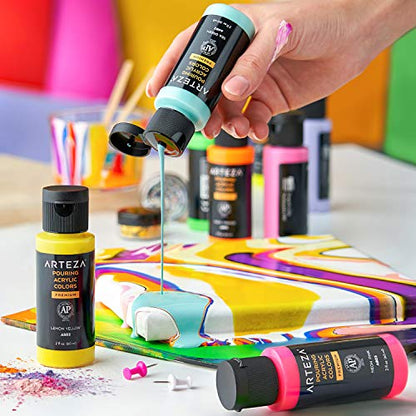 ARTEZA Acrylic Pouring Paint, 2oz (60 ml), Phthalo Green High Flow, No Mixing Needed, For Pouring on Canvas, Glass, Paper, Wood, Tile, Stones - color: Phthalo Green, size: 2 Fl Oz (Pack of 1)