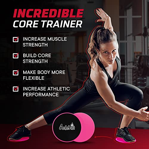 Celebrita Pair of Gliding Discs Core Sliders Ab, Back, Hip, and Leg Exercise Gear for Gym, Home, Yoga, Pilates | Strengthen Abdomen, Burn Fats, Improve Balance (Pink)