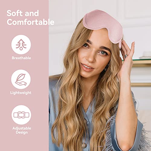 Sleep Mask for Lash Extensions, 3D Memory Foam | Zero Eye Pressure, 99% Blackout, Adjustable Strap, Breathable Fabric, Travel, Yoga, Nap, Lightweight, Soft Comfort - color: Pink