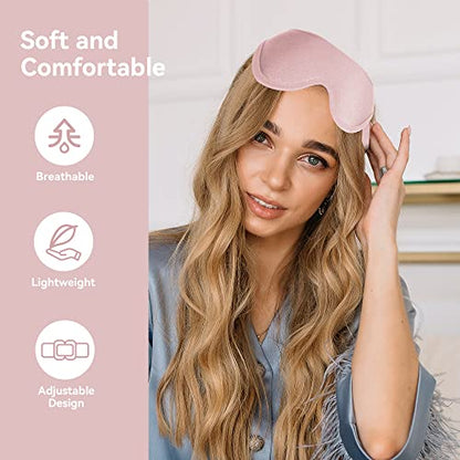 Sleep Mask for Lash Extensions, 3D Memory Foam | Zero Eye Pressure, 99% Blackout, Adjustable Strap, Breathable Fabric, Travel, Yoga, Nap, Lightweight, Soft Comfort - color: Pink