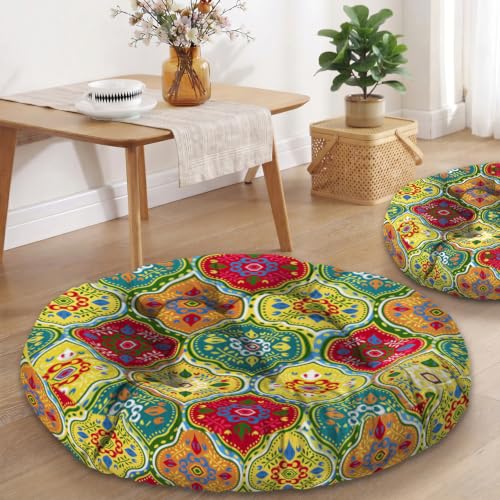 Boho Meditation Cushion, Mandala Meditation Mat, Bohemia Meditation Pillows for Sitting on Floor, Round Pillows Cushion Seating for Yoga Accessories 22'' X 22'' - color: 03.mandala Meditation Cushion-01, size: 22'' X 22''(round)