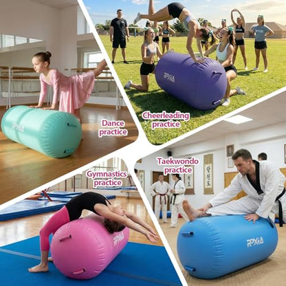 Gymnastics Air Roller Air Barrel Inflatable Tumbling Mat, Tumble Track Backhandspring Mat Gymnastic Equipment with Pump for Yoga Training Cheerleading Home Use - color: Pink, size: 47.2 x 35.4inch