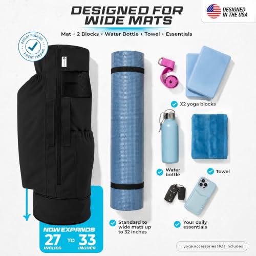 MAGNILAY Expandable Yoga Mat Bag, Adjustable Strap, Black, Large - color: Pure Black