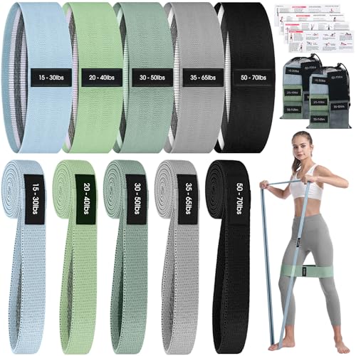 10 Pcs Fabric Resistance Bands for Exercise, 5 Levels - color: Neutral