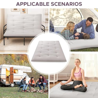 Japanese Floor Mattress, 100% Cotton 2.5" Thicken Foldable Futon Mattress Tatami Mat Sleeping Pad, High Density Foam, Ideal for Comfort and Support, Kids Floor Lounger Pillow Bed Sofa (Gray)