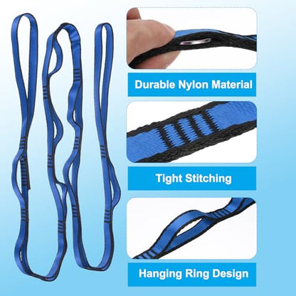 PATIKIL Daisy Chain Straps, Strong Climbing Strap Adjustable Nylon Chain Sling with Loops for Aerial Yoga Hammock Swing - color: Blue, size: 71 Inch
