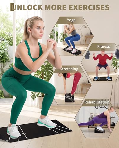 Squat Wedge Block, Heel Elevated Slant Board for Squats, Non-Slip 15° Incline Weightlifting Wedge, Extra Large One-Piece Platform for Deeper Squats, Calf Stretches, Ankle Mobility, Home Gym