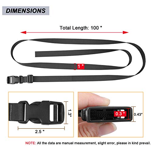 MAGARROW 24" 40" 60" 100" Strap Buckle Packing Straps Adjustable 1-Inch Belt - color: Black (4-Pack), size: 1" Wide - 24" Long