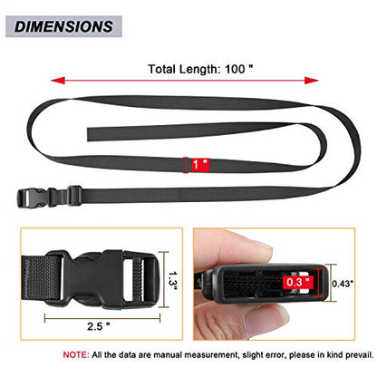 MAGARROW 24" 40" 60" 100" Strap Buckle Packing Straps Adjustable 1-Inch Belt - color: Black (4-Pack), size: 1" Wide - 60" Long
