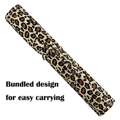 Yolufar 22 Slot Canvas Art Paint Brush Holder Canvas Brush Pouch Watercolor Paintbrushes Roll-Up Case Bag for Watercolor Oil Paint - Leopard Print Style - color: Style-1
