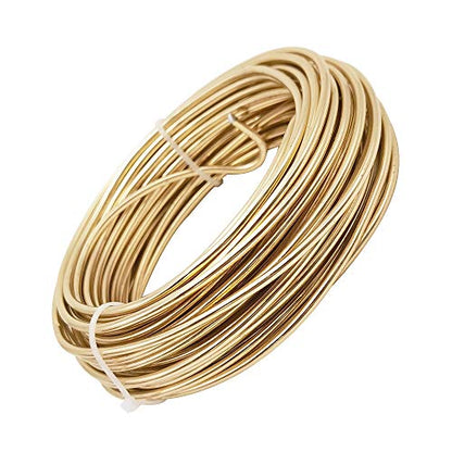 INSPIRELLE 9 Gauge KC Gold Aluminum Craft Wire Bendable Metal Wire | 42 Feet for Jewelry Craft Making - color: KC Gold, size: 9 Guage (3.0mm)