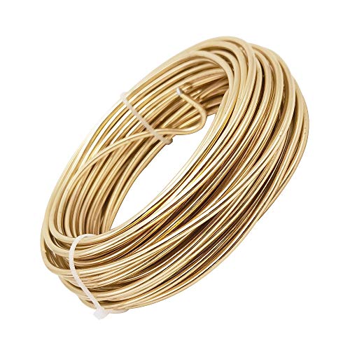 INSPIRELLE 9 Gauge KC Gold Aluminum Craft Wire Bendable Metal Wire | 42 Feet for Jewelry Craft Making - color: KC Gold, size: 9 Guage (3.0mm)