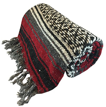 Prickly Octopus Large Hand Woven Mexican Blanket - Serape Blanket - Mexican Yoga Blanket - Assorted Colors (6'X4')