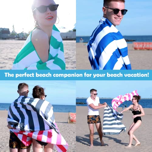 Your Choice Microfiber Beach Towel Sand-Free Quick Dry (67"x35"/60"x30") - color: Y-blue Stripes, size: Extra Large(67x35")