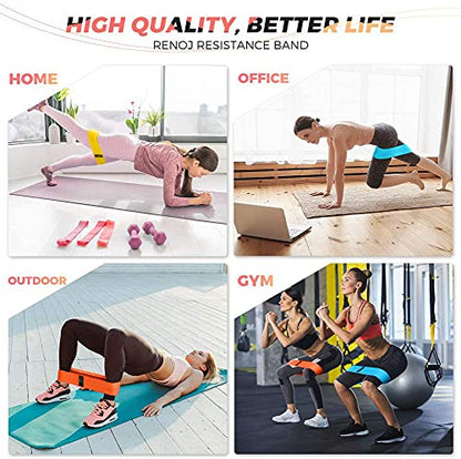 Bundle Set of 8 Resistance Bands for Workout, 5 Latex Exercise Bands and 3 Fabric Booty Bands with 2 Portable Bags