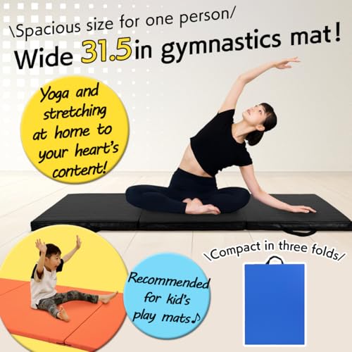 KaRaDaStyle Gymnastics Mat Folding Stretch Mats 71"x31"x2" Exercise Muscle Training Children Play Horizontal Bar Mat Yoga Sports Soundproof Home Use - color: Brown/3-fold